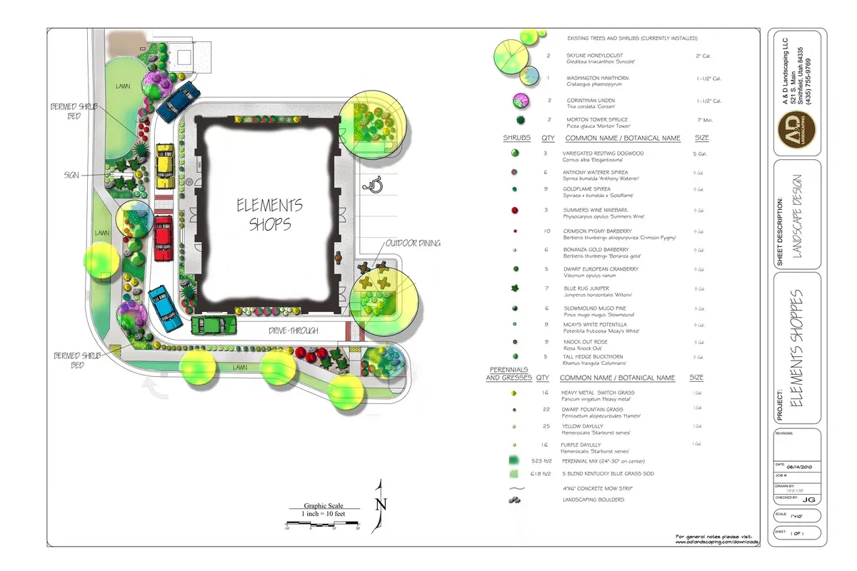 Commercial landscape design plan for northern Utah business