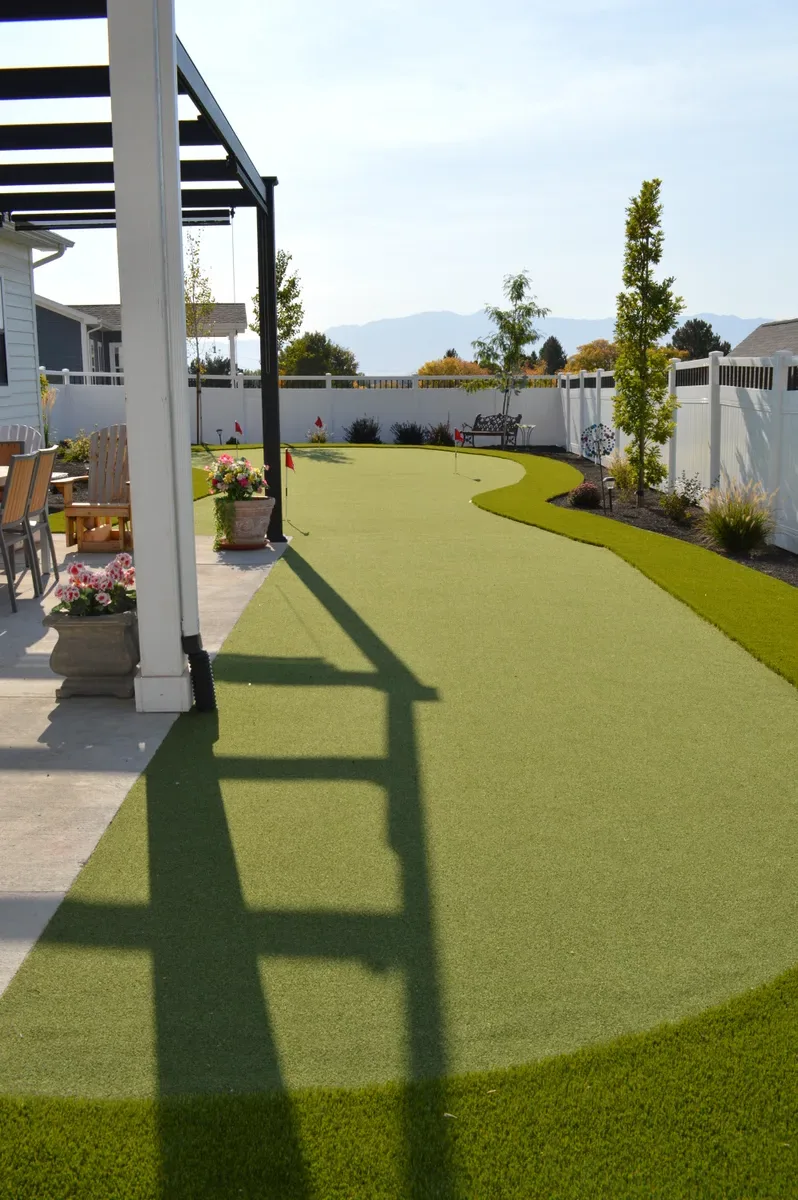 Artificial turf putting green installation, Logan Utah